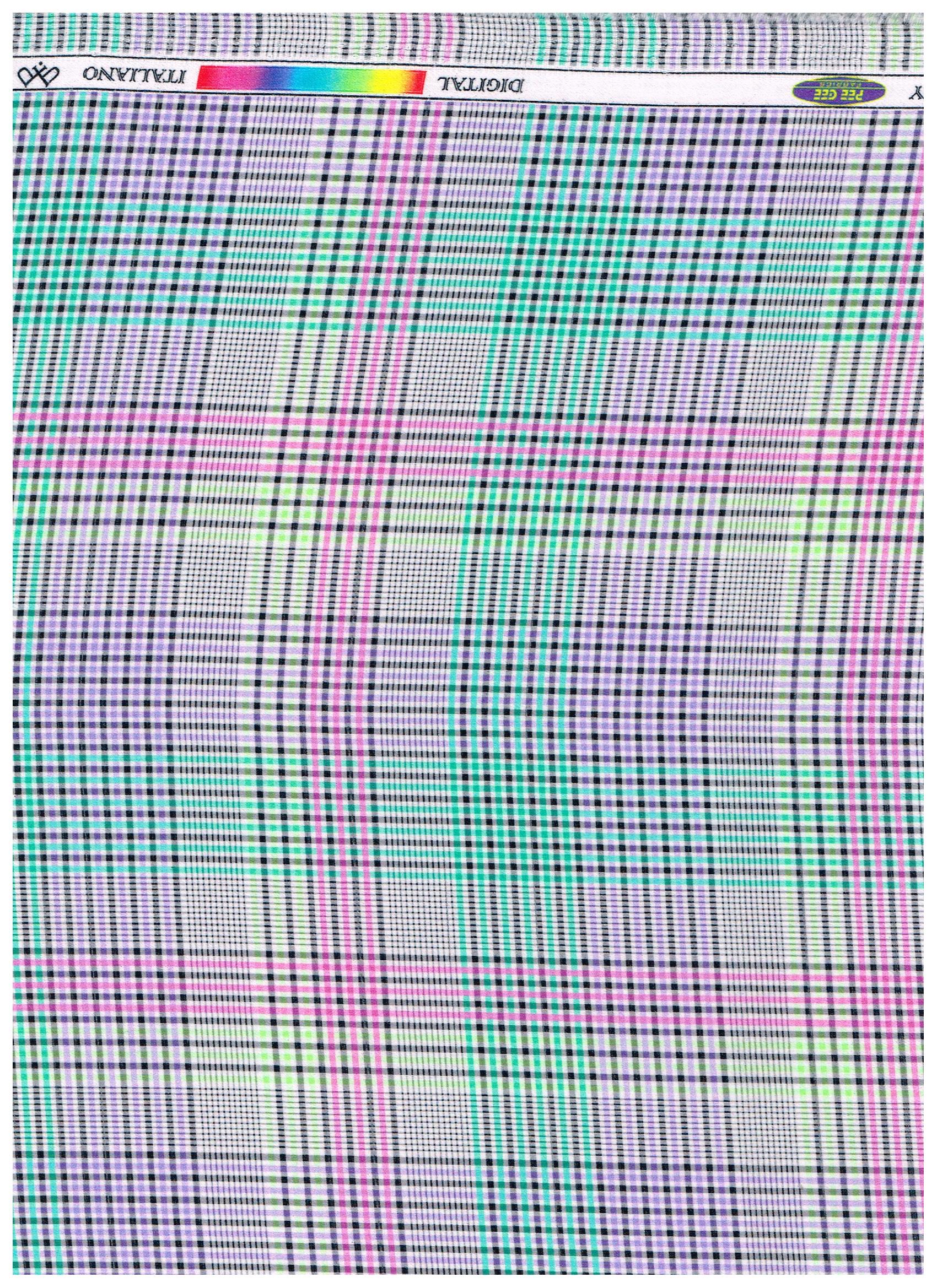 Experience The Luxury of Unstitched Cotton Checks Shirting Fabric By Pee Gee ( Turquoise Blue )