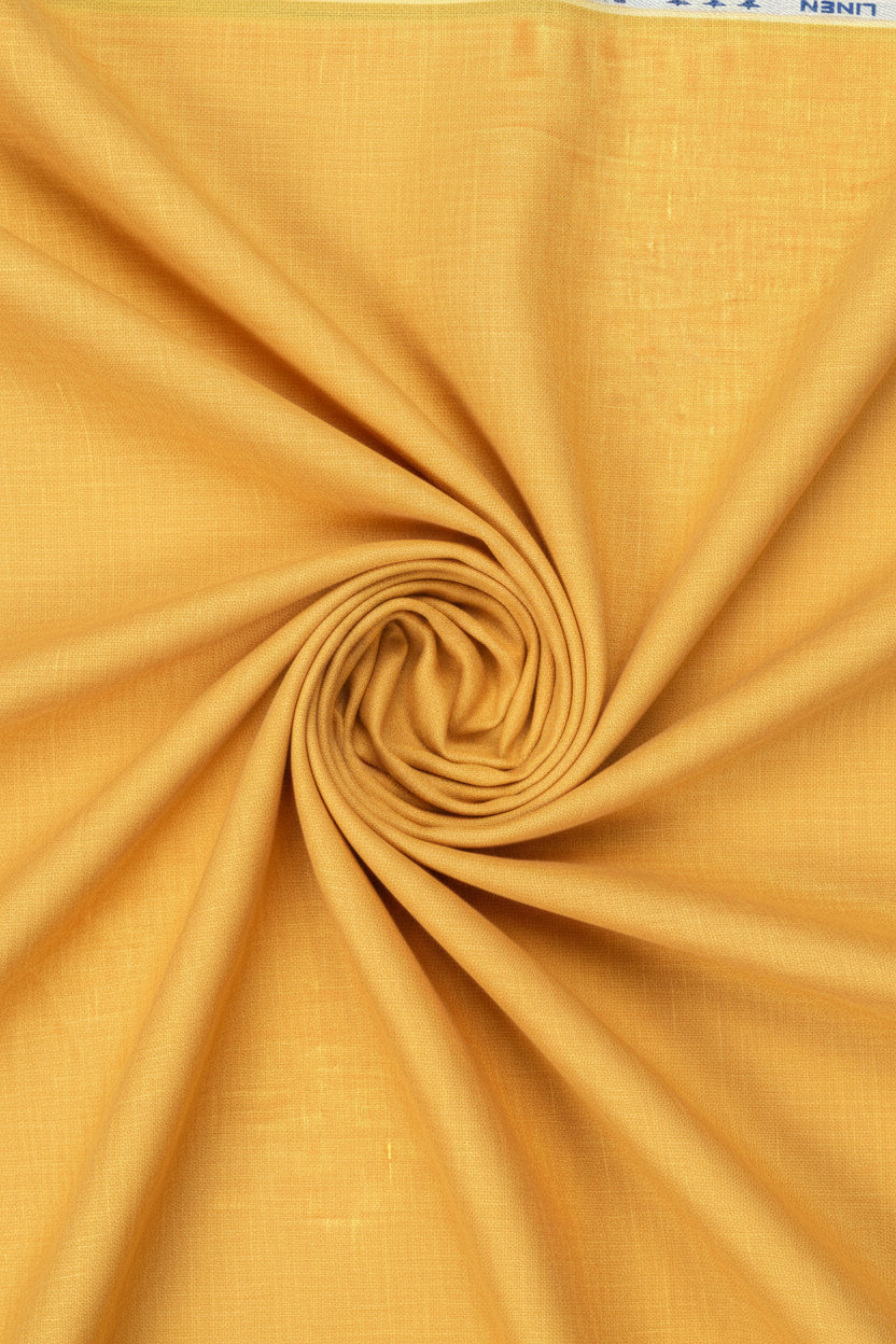 Yellow fabric with a visible brand label at the top.