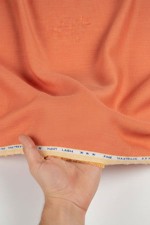 Orange Arvind Pure Linen Shirt Fabric with a smooth, lightweight texture, ideal for stylish summer shirts.