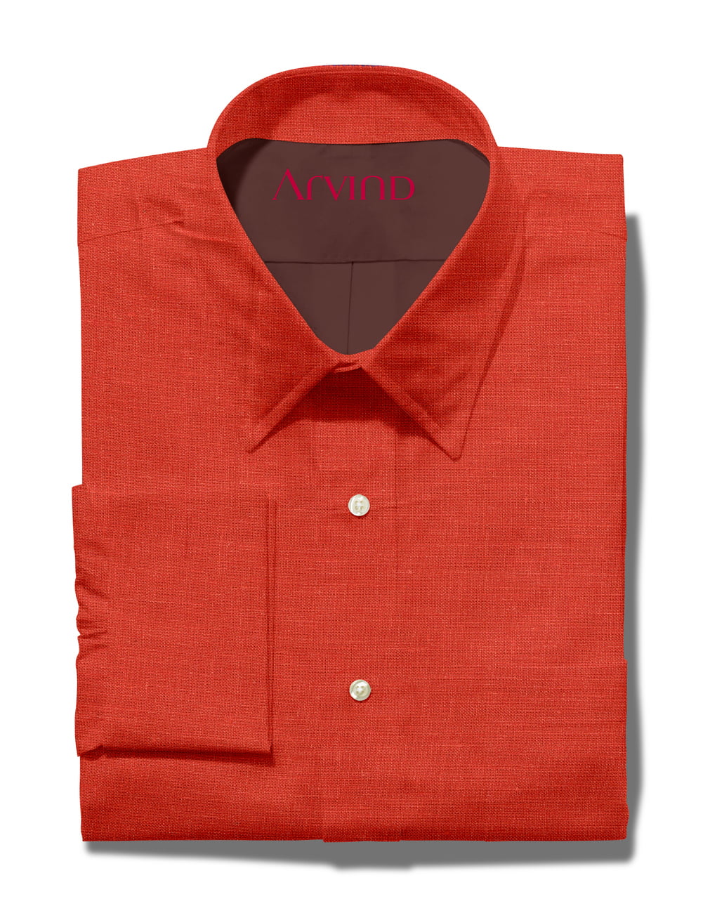 Arvind Linen Plain Unstitched Shirting Fabric ( Reef Orange )
