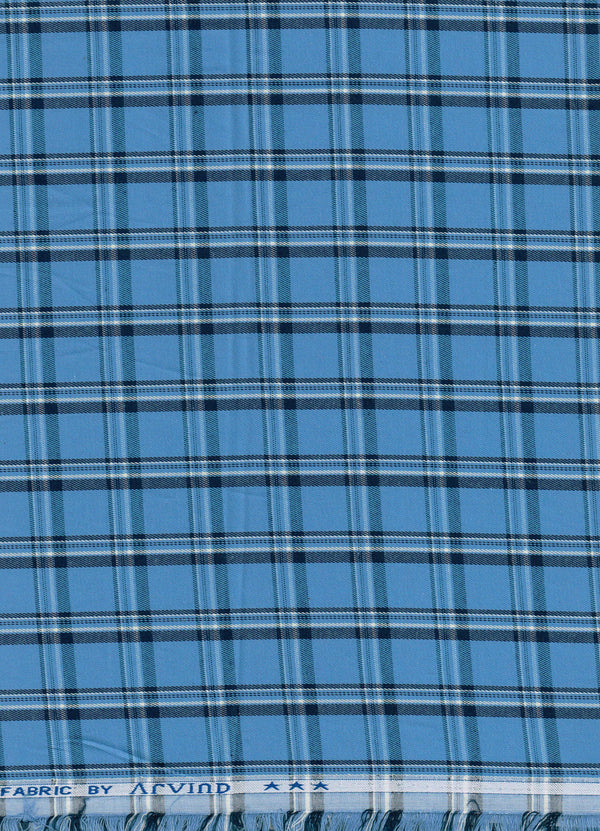 Arvind Checks Unstitched PC Shirting Fabric ( Blue )