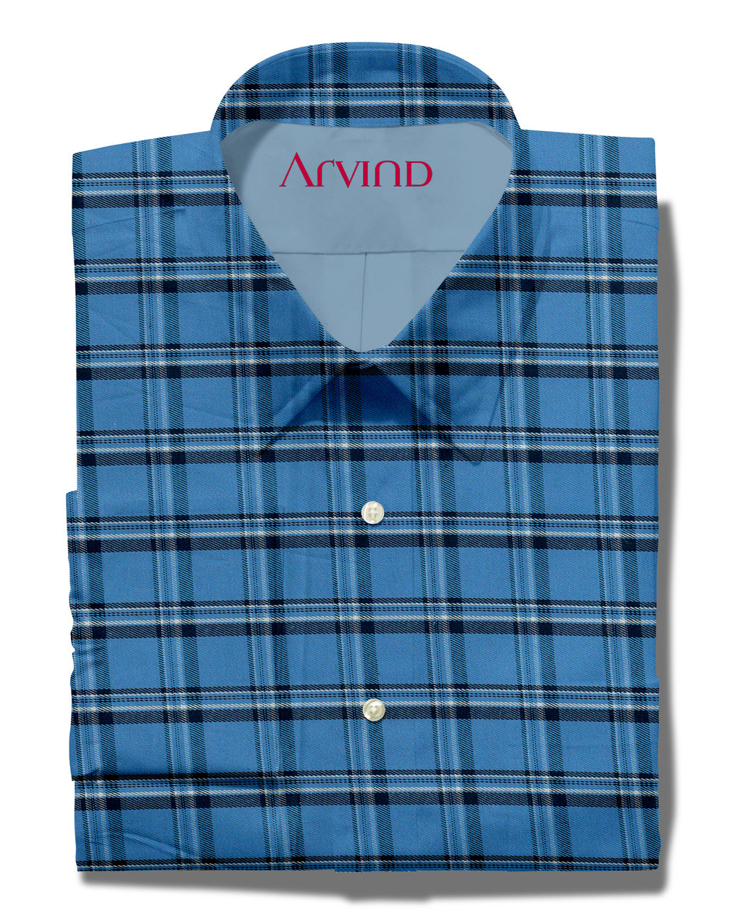 Arvind Checks Unstitched PC Shirting Fabric ( Blue )