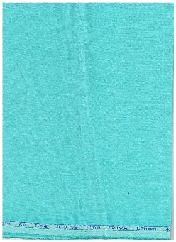 Turquoise blue Arvind linen shirt fabric in peppermint green pattern, ideal for stylish summer shirts or casual wear.
