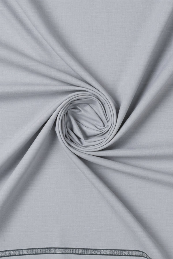 Grey Arvind Terry Rayon unstitched suit fabric displayed in a close-up shot showing the soft, textured material.