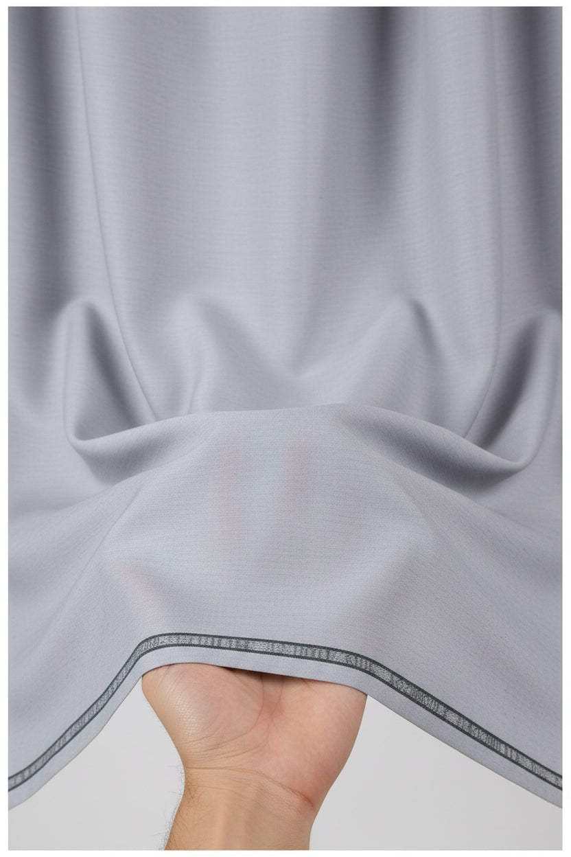 Grey Arvind Terry Rayon unstitched suit fabric with subtle texture and soft drape, ideal for traditional and contemporary garments.