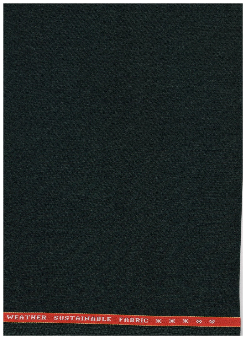 Raymond Luxurious unstitched poly wool trousers and suiting fabric in green spinach color, ideal for tailored suits and formal wear.