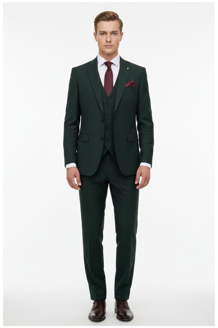 Raymond green spinach poly wool unstitched trouser and suiting fabric, luxurious woven textile for tailored garments