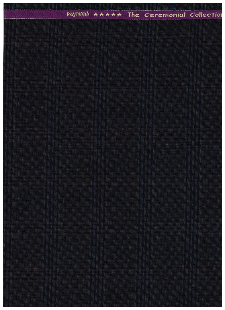 Raymond Luxurious Unstitched Polywool 100's Trousers & Suiting Fabric ( Dark Brown Checks )