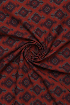 Red Raymond Luxurious unstitched polywool waistcoat suiting fabric, close-up of textured fabric with subtle weave details.