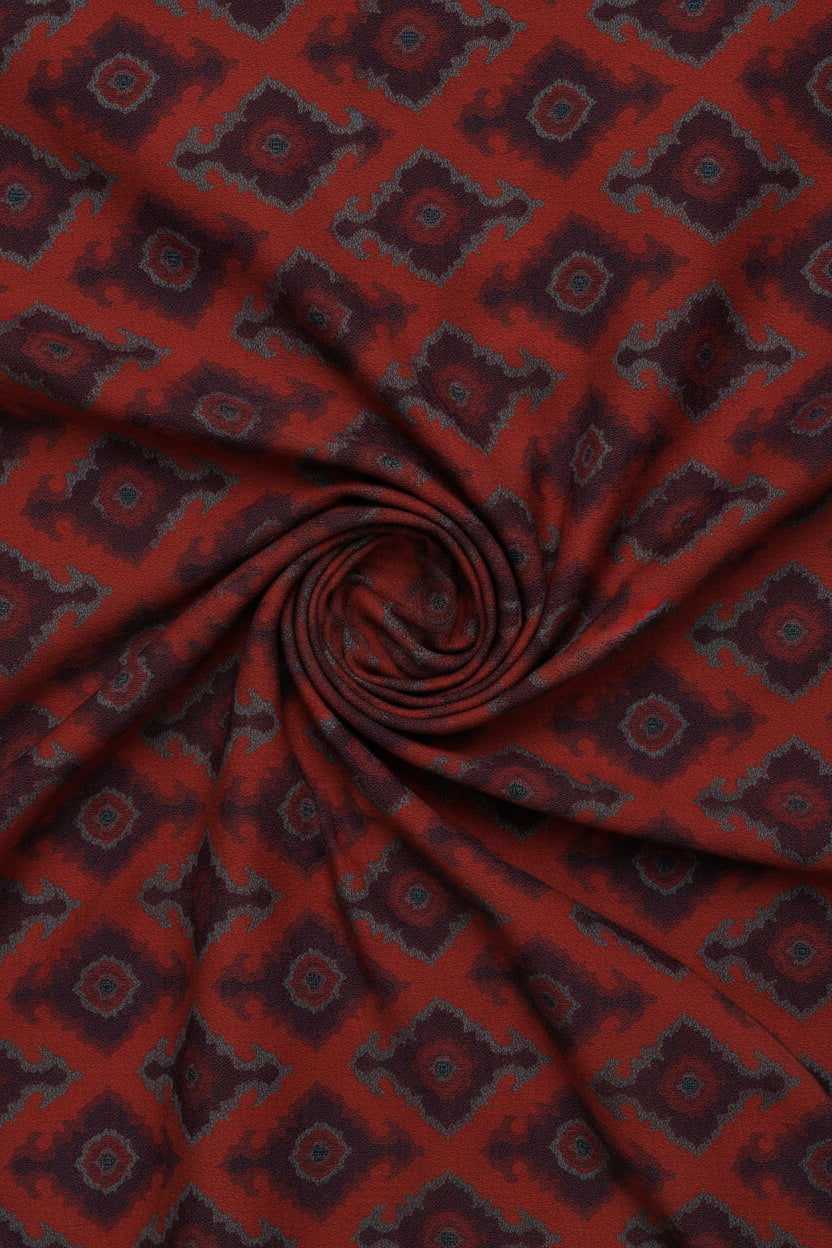 Red Raymond Luxurious unstitched polywool waistcoat suiting fabric, close-up of textured fabric with subtle weave details.