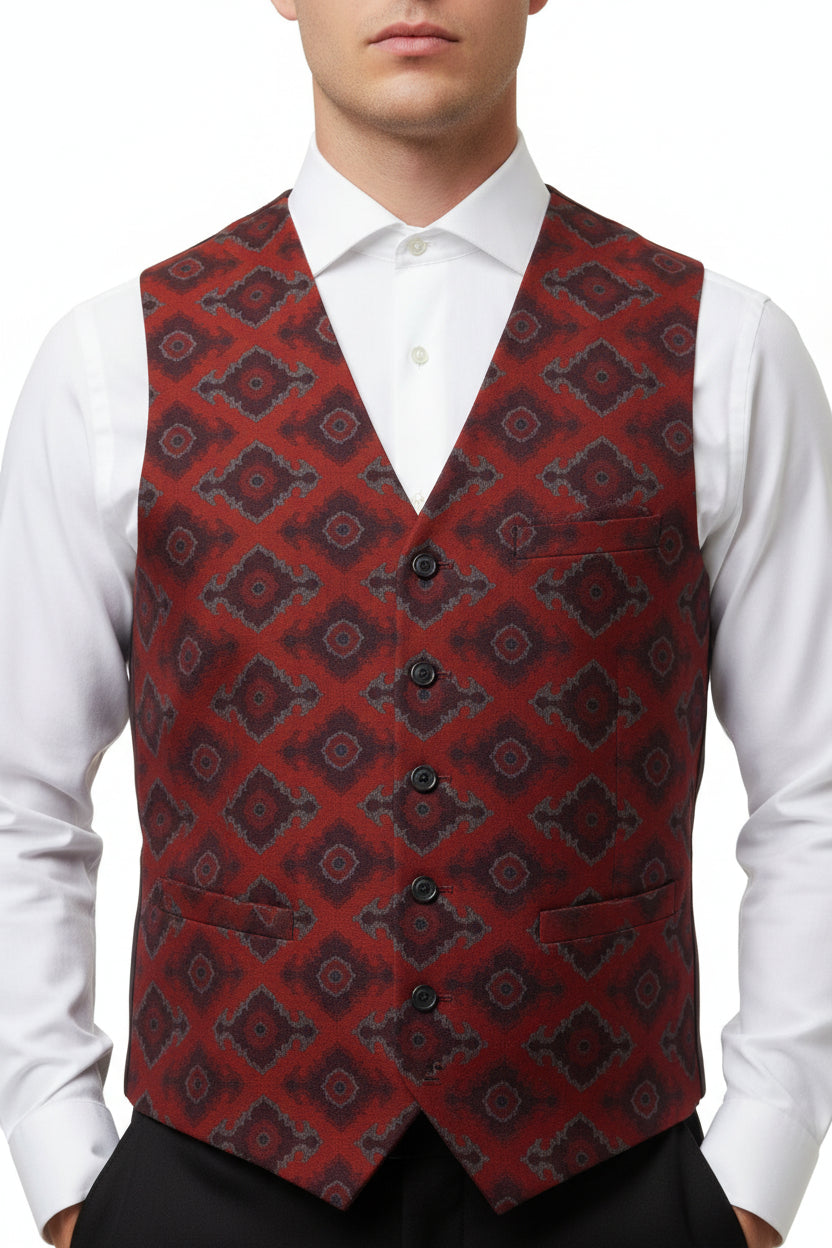 Red Raymond Luxurious Unstitched Polywool Waistcoat Suiting Fabric with subtle weave pattern, ideal for tailoring and formal wear.