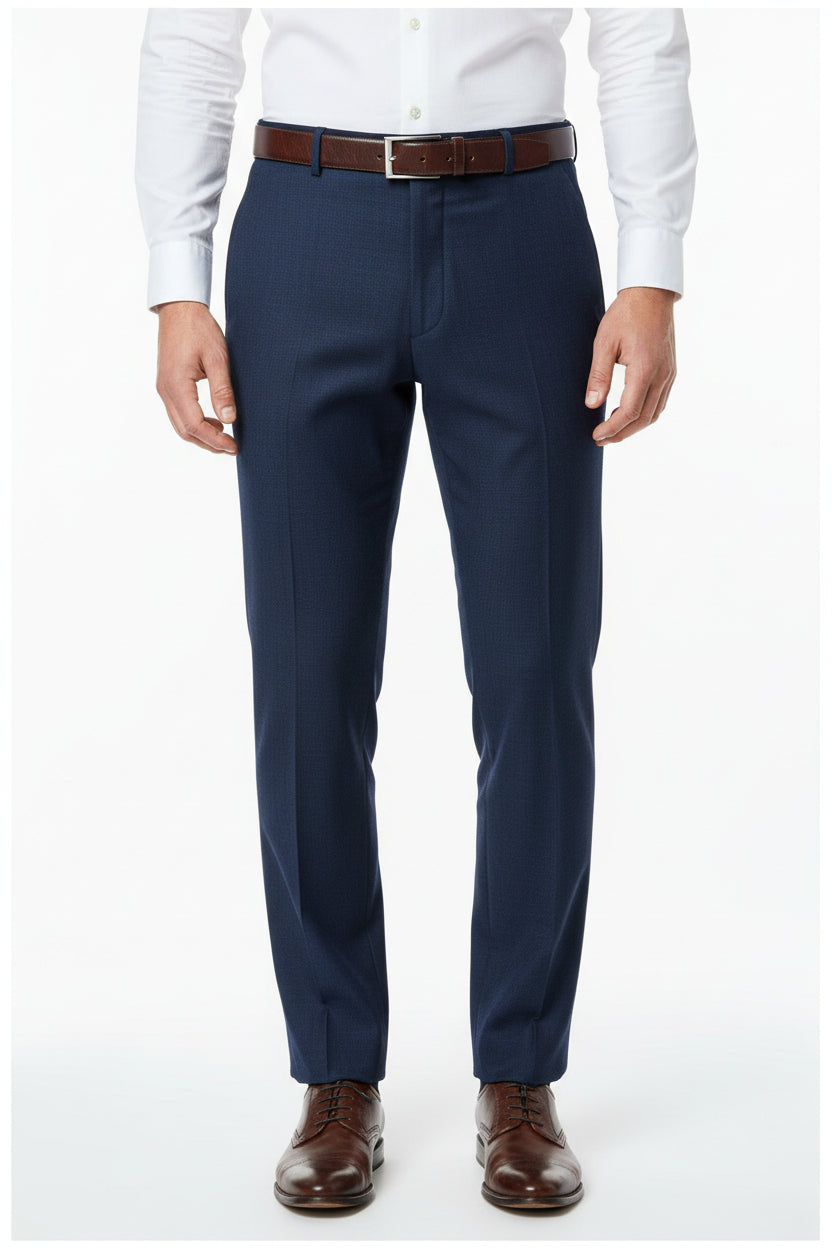 Raymond luxurious royal blue poly wool trousers and suiting fabric, unstitched, close-up of fabric texture and color