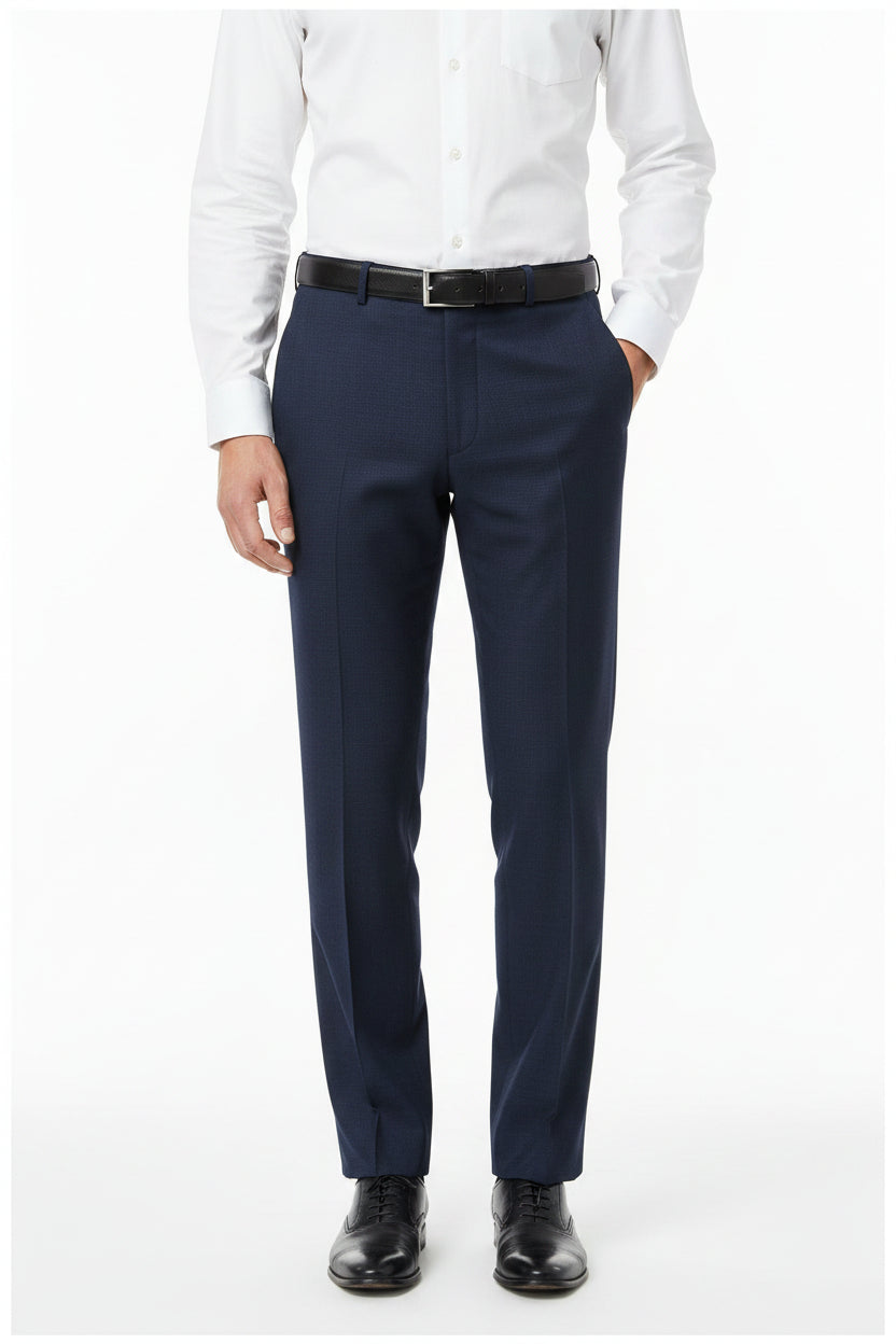 Navy blue Raymond unstitched polyviscose trousers and suiting fabric fabric, suitable for custom men's suit tailoring.