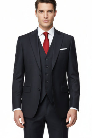 Black Raymond unstitched polyviscose trousers and suiting fabric, ideal for custom tailoring and formal wear.