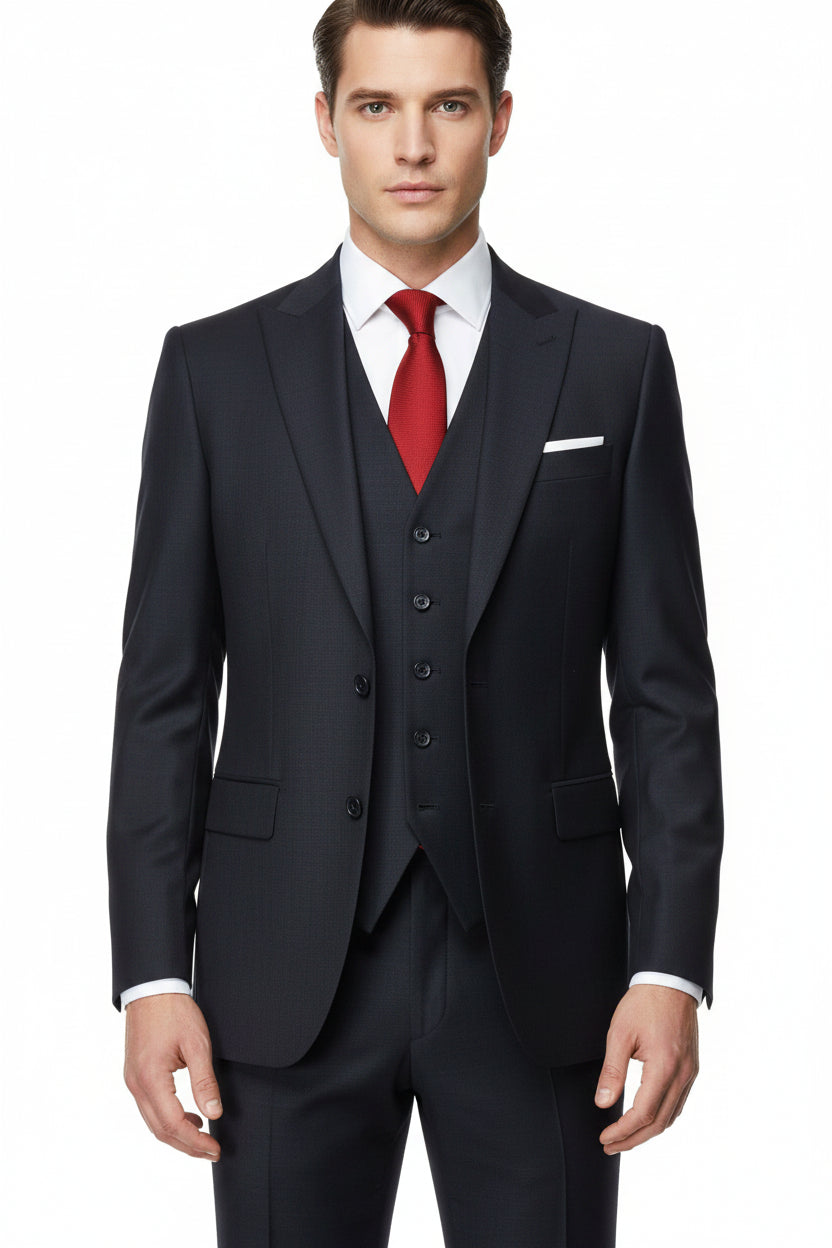 Black Raymond unstitched polyviscose trousers and suiting fabric, ideal for custom tailoring and formal wear.