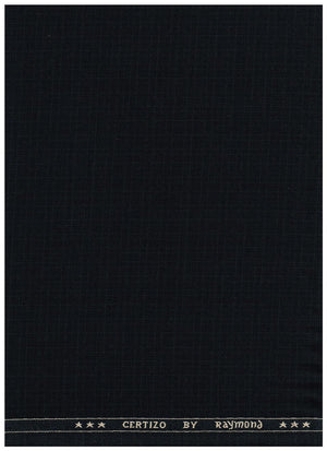 Black Raymond polyviscose trousers and suiting fabric for unstitched tailoring, showcasing the fabric texture and color.