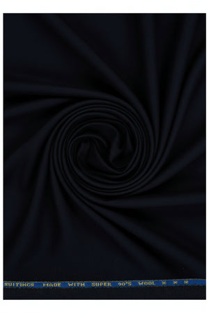 Black Raymond Luxurious Unstitched Polywool trousers fabric with subtle woven texture for tailored sewing projects.
