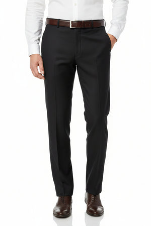 Black Raymond Luxurious unstitched poly wool trousers and suiting fabric fabric with a smooth texture and neatly folded for tailoring.