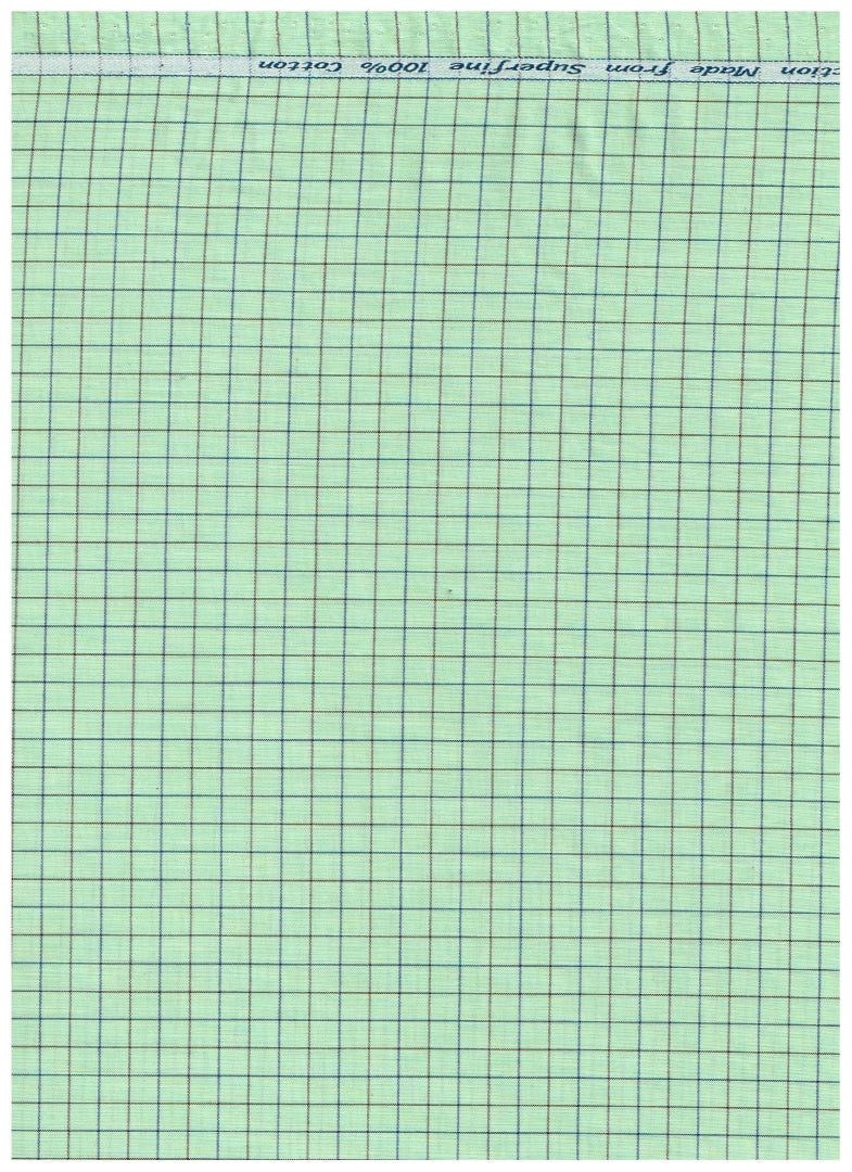 Arvind Cotton Checks Unstitched Shirting Fabric ( Green Jade )
