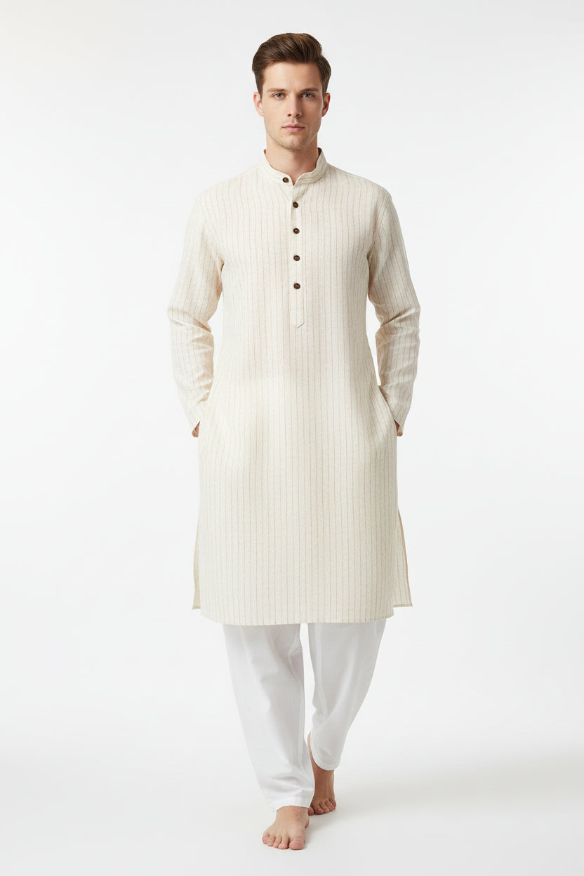 Arvind Linen Kurta Fabric fon stripe readymade