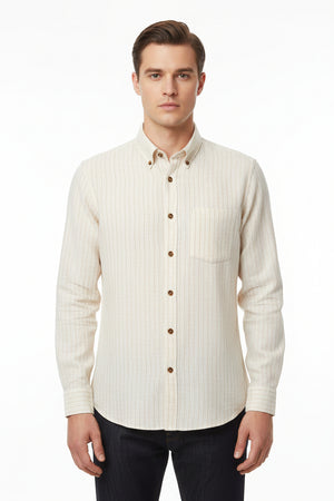 Arvind Linen fon Shirt Fabric Stiped Readymade Shirt