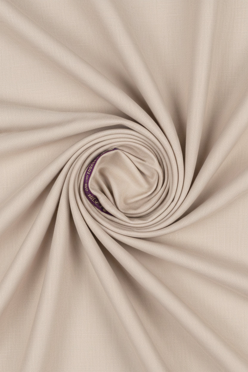 Raymond ivory polywool trousers and suiting fabric, unstitched material for custom tailoring, shown in the image.