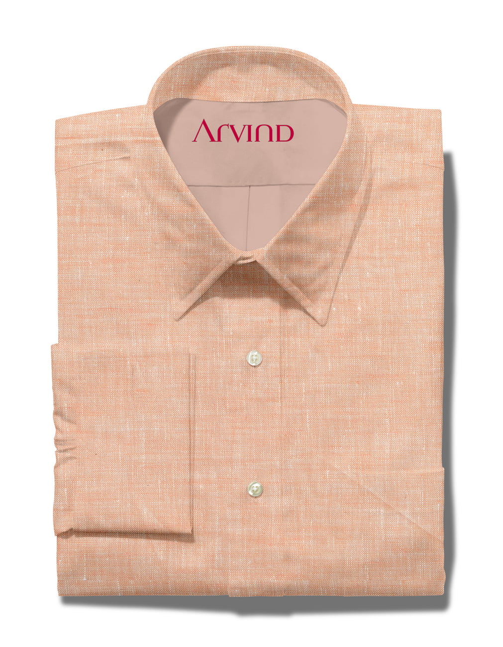 Arvind Linen Plain Unstitched Shirting Fabric ( Deep Peach )