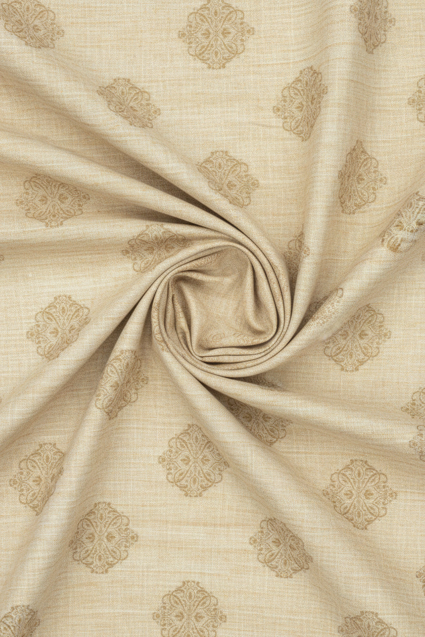 Pee Gee Linen Digital Print Unstitched Shirting Fabric ( Brown )