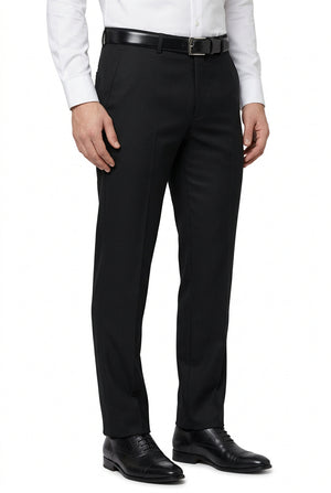 Black Arvind Terry Rayon Suiting Fabric, textured and smooth, suitable for tailoring and clothing projects.