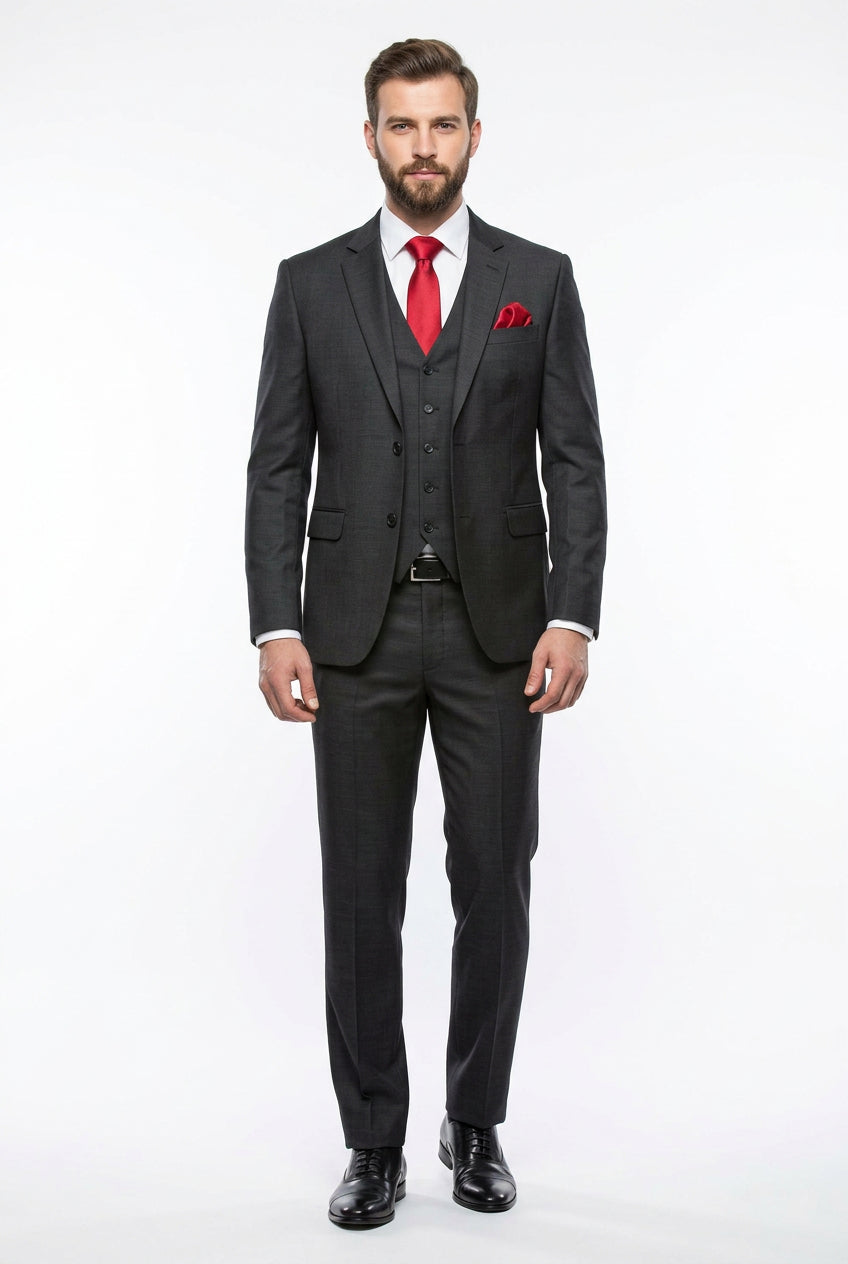 Arvind Lorenzo dark grey suit fabric