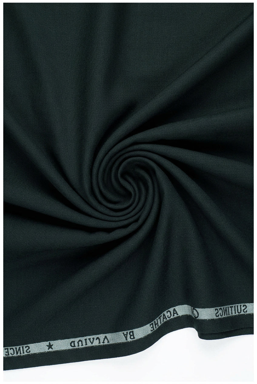 Dark green Arvind Terry Rayon Suiting Fabric, close-up of textured fabric with subtle sheen and intricate weave details.