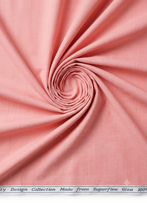 Light pink Arvind Giza cotton shirting fabric in misty rose color with a smooth, woven texture.