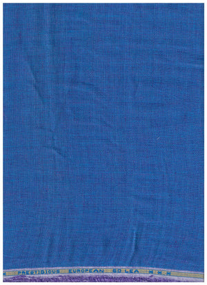 Blue Dobby linen fabric for European 60 LEA shirt by Mensfabric, showing a close-up of the textured woven pattern.