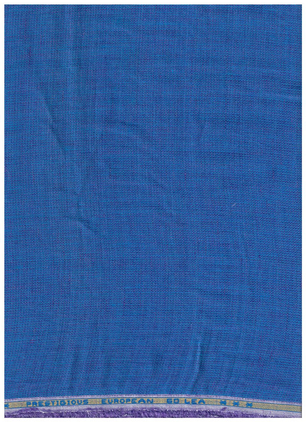 Blue Dobby linen fabric for European 60 LEA shirt by Mensfabric, showing a close-up of the textured woven pattern.
