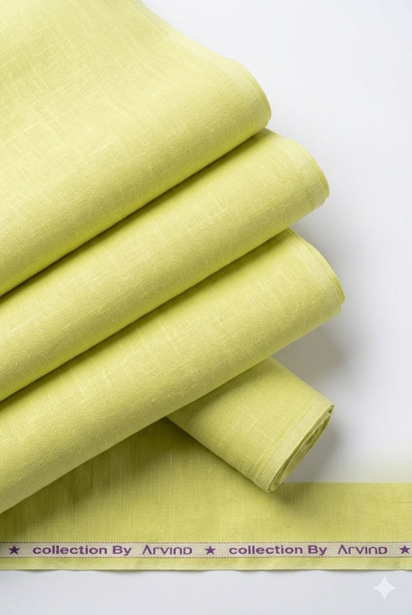 Arvind Pure Linen Unstitched Shirting Fabric ( Yellow )