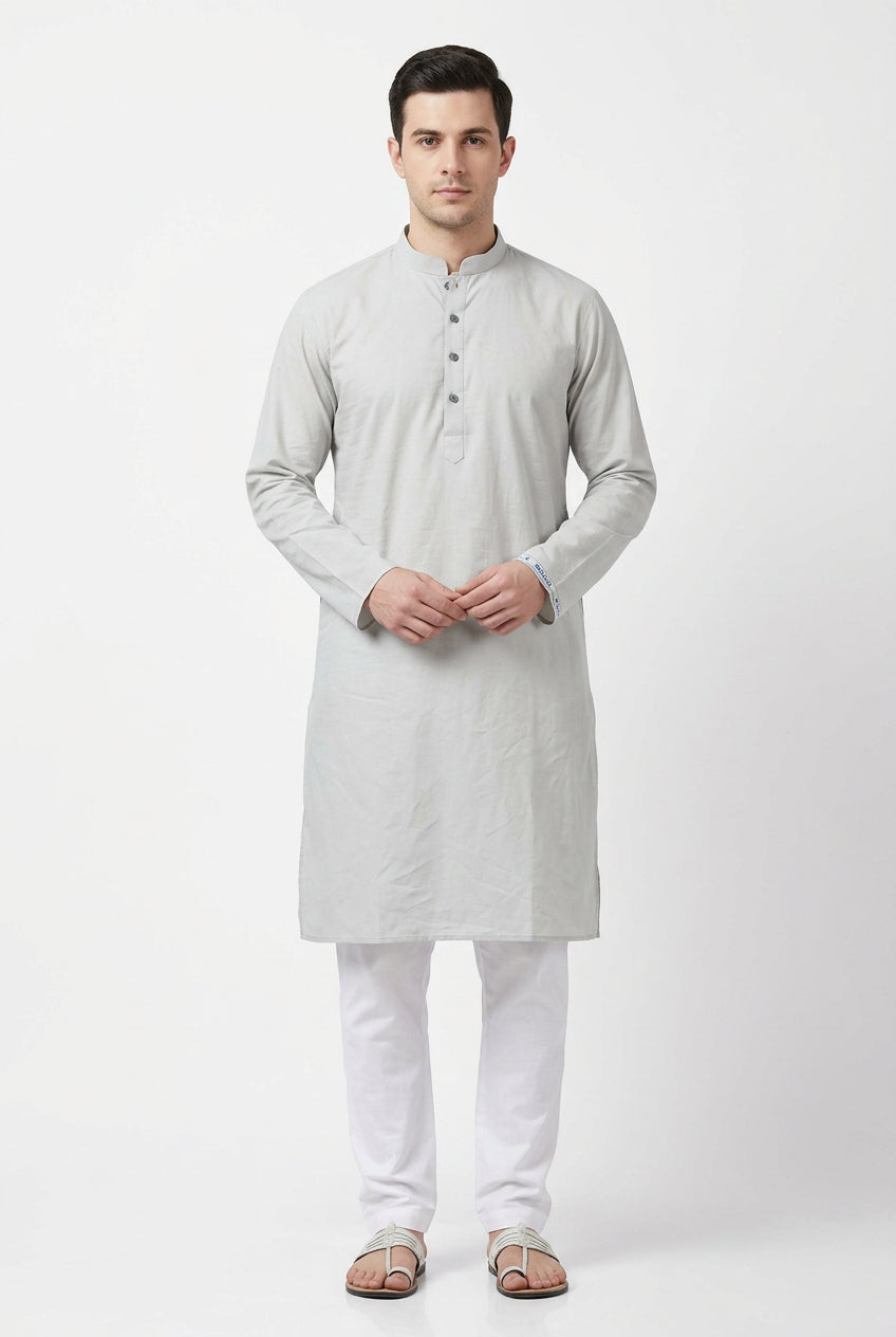 Cotton king light grey radymade kurta 