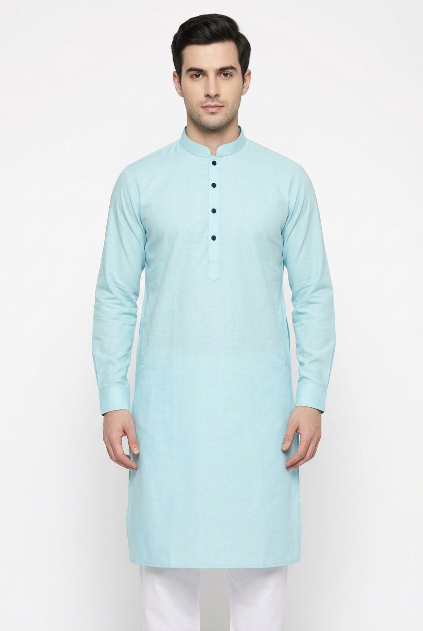 cotton king blue readymade kurta