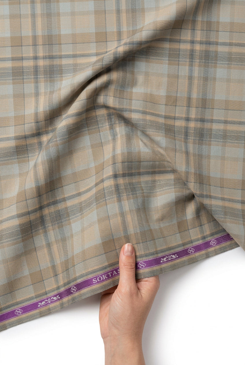 soktas giza cotton multi Burberry check shirt fabric by mensfabric.com