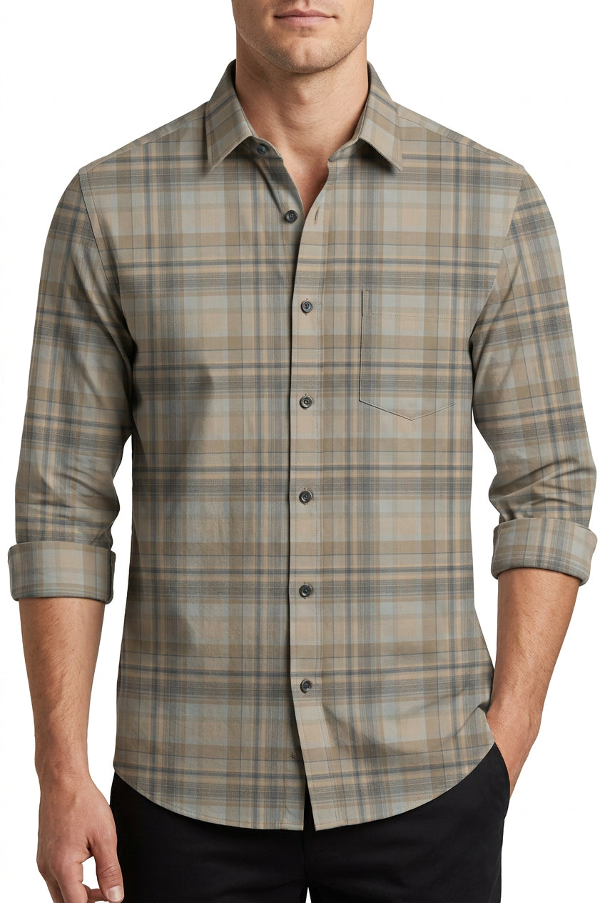 soktas giza cotton multi Burberry check shirt fabric by mensfabric.com