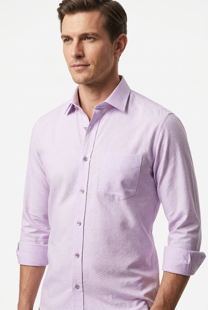 soktas giza cotton dobby lavnder color readymade shirt