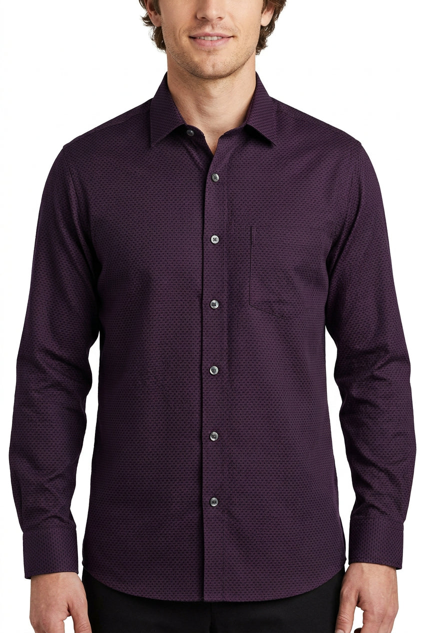 soktas giza cotton dobby wine color readymade shirt