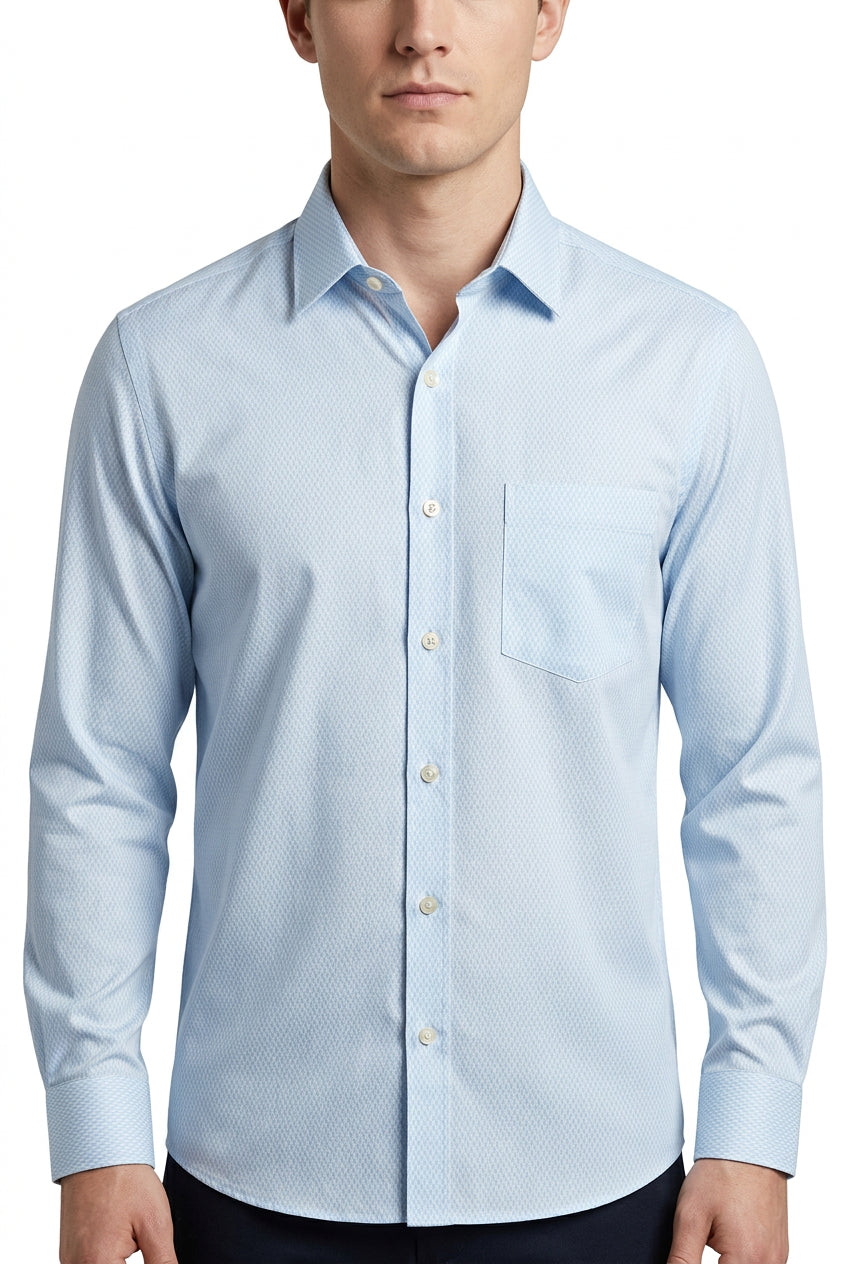 soktas giza cotton dobby blue shirt fabric