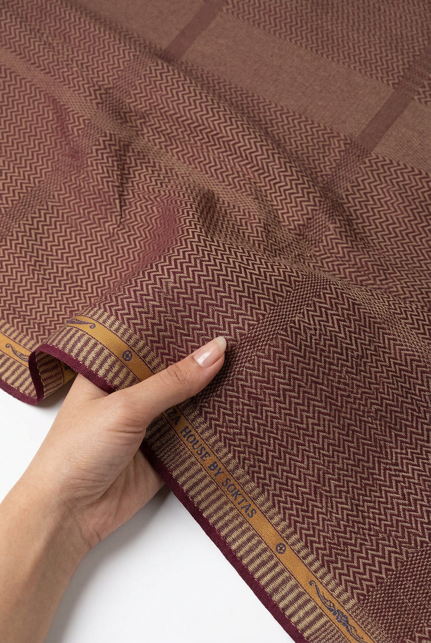 soktas giza cotton Maroon Dobby self check 