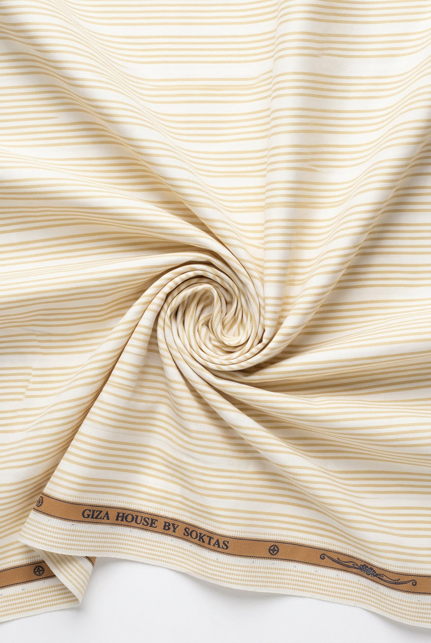 soktas giza cotton yellow stripe shirt fabric