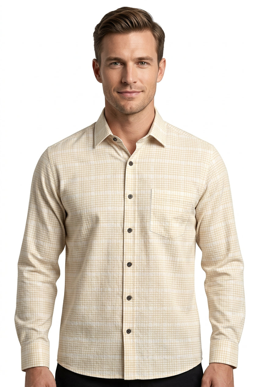 SOKTAS GIZA COTTON DOBBY CREAM COLOR READYMADE SHIRT