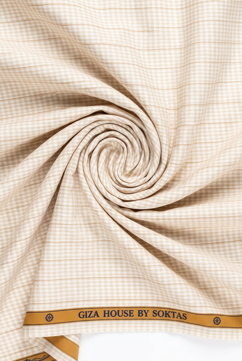 SOKTAS GIZA COTTON STRIPE CREAM COLOR SHIRT FABRIC