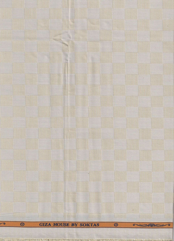 Mustard Yellow small dobby checks Soktas cotton shirting fabric
