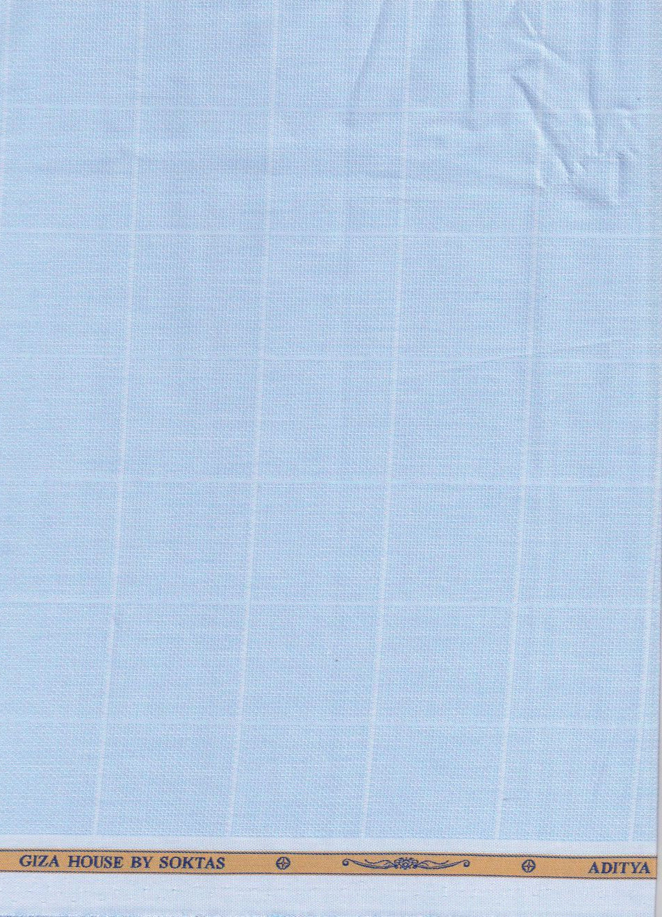 Sky Blue Dobbyself check pattern Soktas cotton shirting fabric