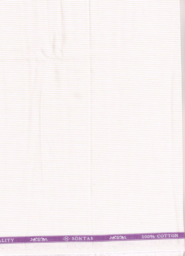 Orange Micro Pinstripe on Off White background Soktas Shirting Fabric