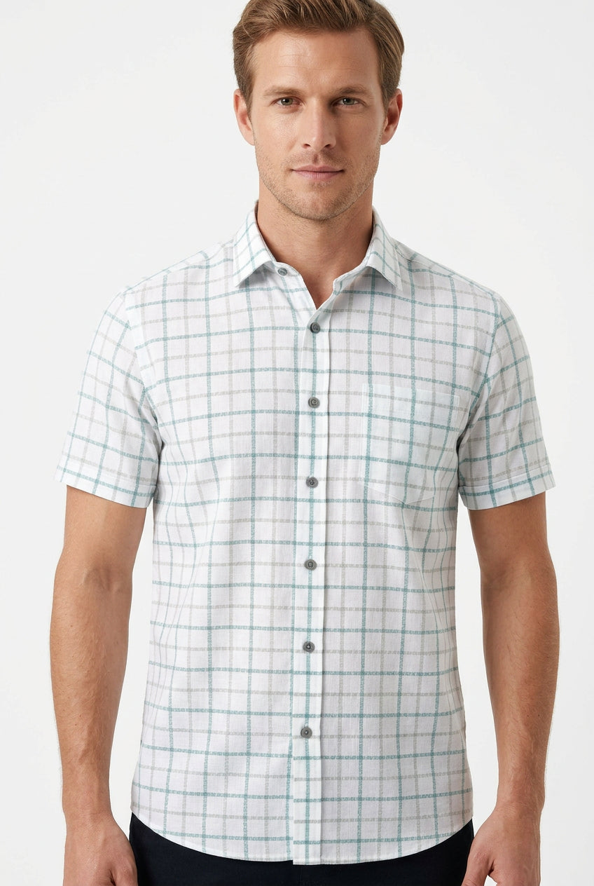 sok giza cotton self checks readymade shirt fabric